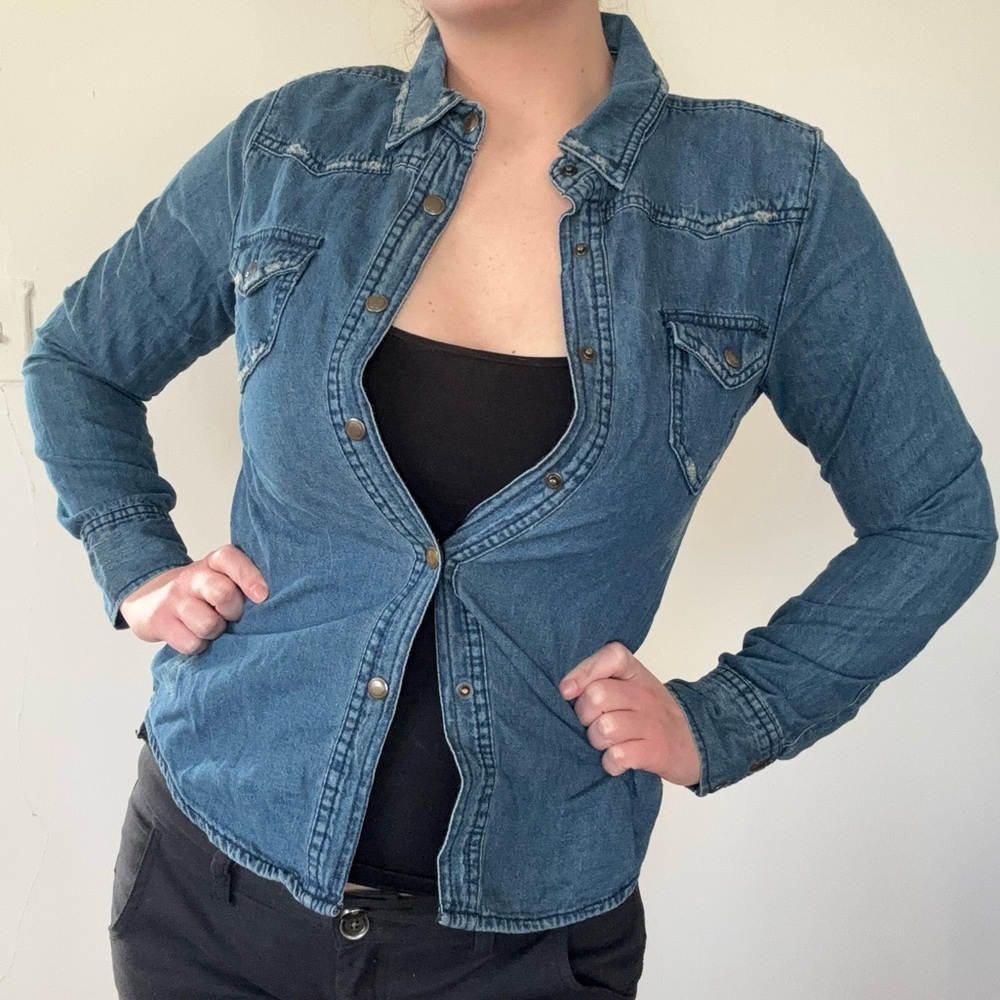 Miley Cyrus x Max Azria Snap Front Button Down Top